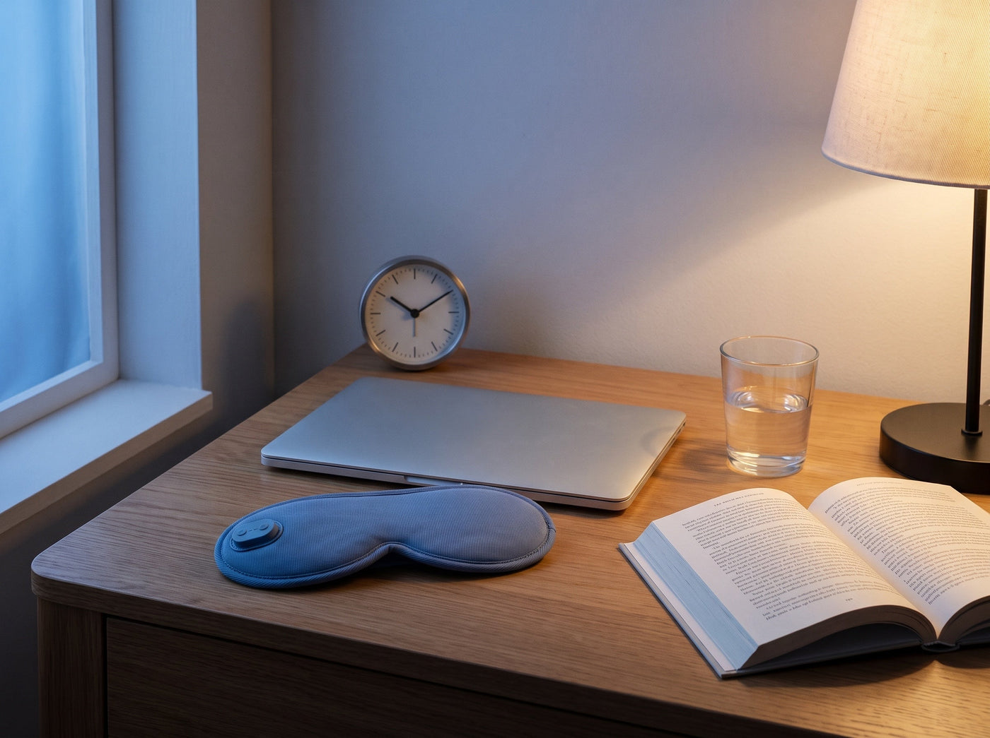 Evening bedside scene illustrating a simple ten-minute wind-down routine