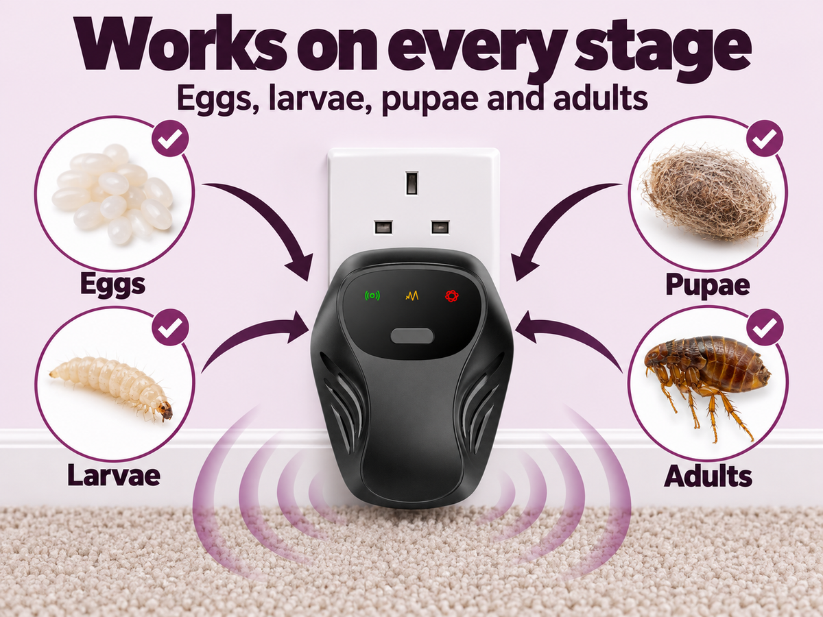 Quietvana works on eggs, larvae, pupae and adults across the whole room